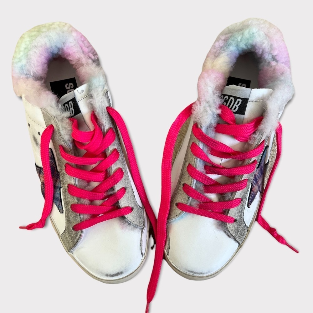 🤩HP‼️GOLDEN GOOSE GGDB Superstar Sneakers Leather Shearling shoes sherpa pink - Picture 3 of 11